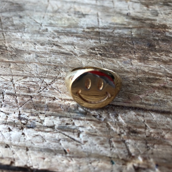 Gold plated SMILE FACE Signac size 7 - Picture 3 of 5